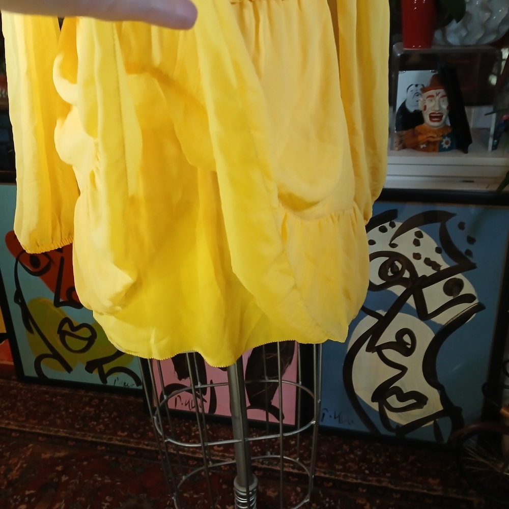 Wilfred Tempest Mini Dress Yellow Off The Shoulder Dress Size M - Picture 8 of 10